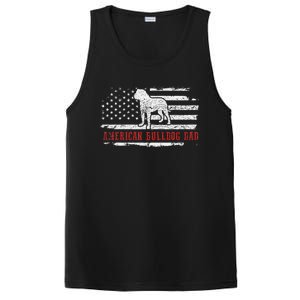 American Bulldog Dad Distressed American Flag Patriotic Dog PosiCharge Competitor Tank