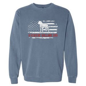 American Bulldog Dad Distressed American Flag Patriotic Dog Garment-Dyed Sweatshirt