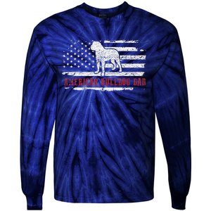 American Bulldog Dad Distressed American Flag Patriotic Dog Tie-Dye Long Sleeve Shirt