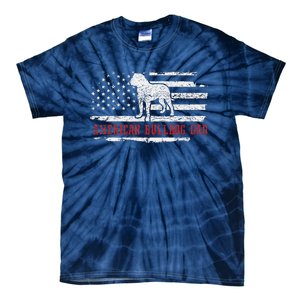 American Bulldog Dad Distressed American Flag Patriotic Dog Tie-Dye T-Shirt