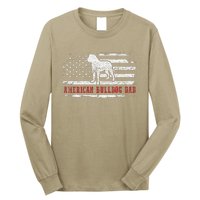 American Bulldog Dad Distressed American Flag Patriotic Dog Long Sleeve Shirt