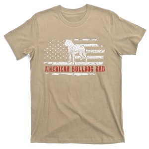 American Bulldog Dad Distressed American Flag Patriotic Dog T-Shirt