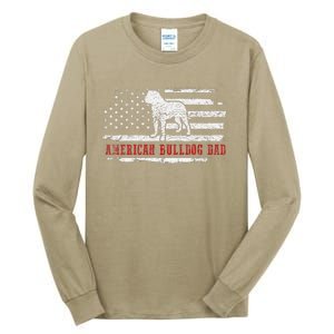 American Bulldog Dad Distressed American Flag Patriotic Dog Tall Long Sleeve T-Shirt