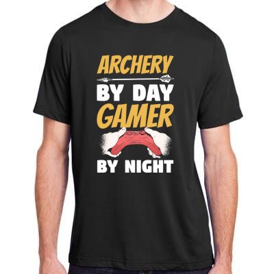 Archery By Day Gamer By Night Bow Hunting Archer Funny Gift Adult ChromaSoft Performance T-Shirt