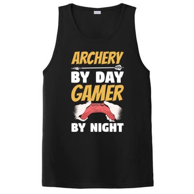 Archery By Day Gamer By Night Bow Hunting Archer Funny Gift PosiCharge Competitor Tank