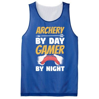 Archery By Day Gamer By Night Bow Hunting Archer Funny Gift Mesh Reversible Basketball Jersey Tank