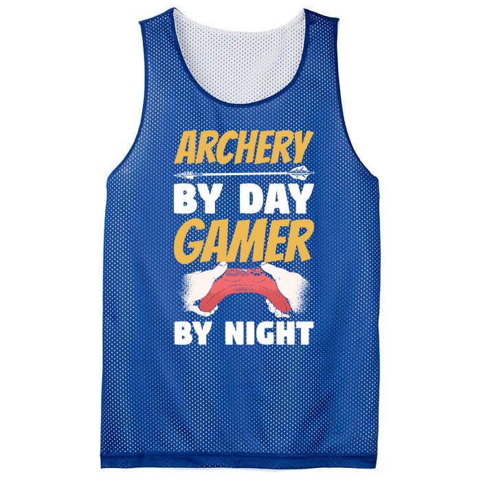 Archery By Day Gamer By Night Bow Hunting Archer Funny Gift Mesh Reversible Basketball Jersey Tank