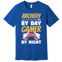 Archery By Day Gamer By Night Bow Hunting Archer Funny Gift Premium T-Shirt