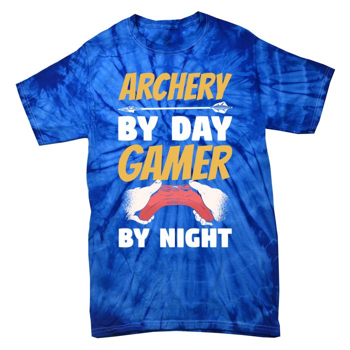 Archery By Day Gamer By Night Bow Hunting Archer Funny Gift Tie-Dye T-Shirt