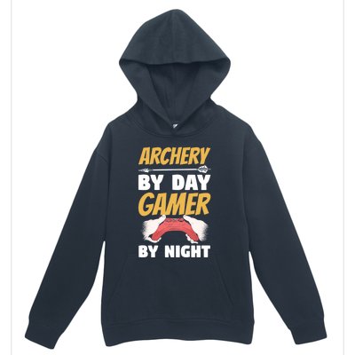 Archery By Day Gamer By Night Bow Hunting Archer Funny Gift Urban Pullover Hoodie