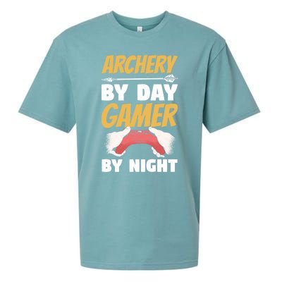 Archery By Day Gamer By Night Bow Hunting Archer Funny Gift Sueded Cloud Jersey T-Shirt