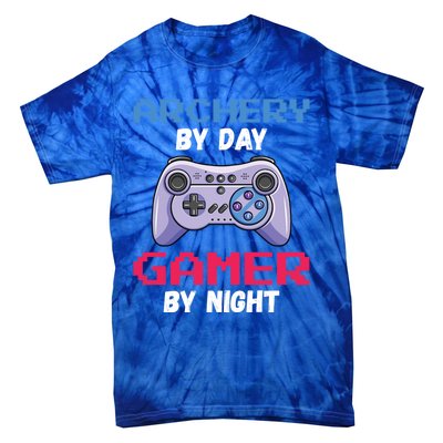 Archery By Day Gamer By Night Funny Archery Cute Gift Tie-Dye T-Shirt