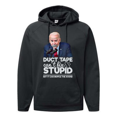 Anti Biden Duct Tape Can’t Fix Stupid Sarcastic Political Humor Biden Performance Fleece Hoodie