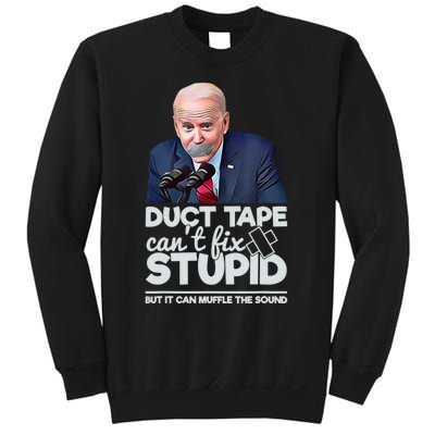 Anti Biden Duct Tape Can’t Fix Stupid Sarcastic Political Humor Biden Sweatshirt