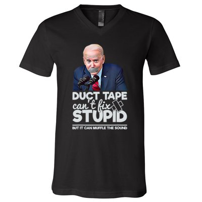 Anti Biden Duct Tape Can’t Fix Stupid Sarcastic Political Humor Biden V-Neck T-Shirt