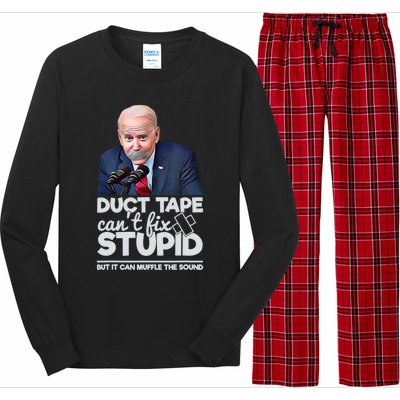 Anti Biden Duct Tape Can’t Fix Stupid Sarcastic Political Humor Biden Long Sleeve Pajama Set