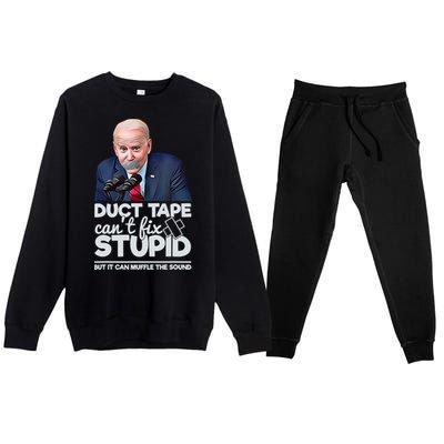 Anti Biden Duct Tape Can’t Fix Stupid Sarcastic Political Humor Biden Premium Crewneck Sweatsuit Set