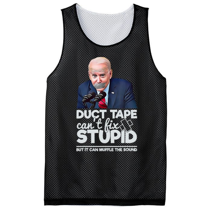 Anti Biden Duct Tape Can’t Fix Stupid Sarcastic Political Humor Biden Mesh Reversible Basketball Jersey Tank