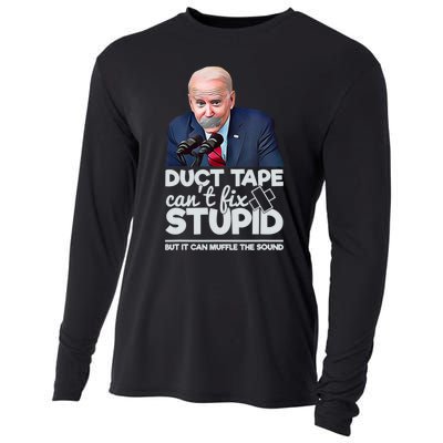 Anti Biden Duct Tape Can’t Fix Stupid Sarcastic Political Humor Biden Cooling Performance Long Sleeve Crew