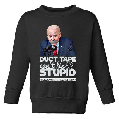 Anti Biden Duct Tape Can’t Fix Stupid Sarcastic Political Humor Biden Toddler Sweatshirt