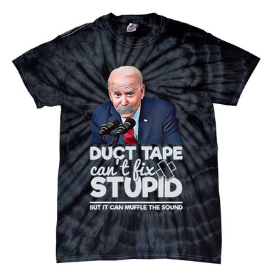 Anti Biden Duct Tape Can’t Fix Stupid Sarcastic Political Humor Biden Tie-Dye T-Shirt