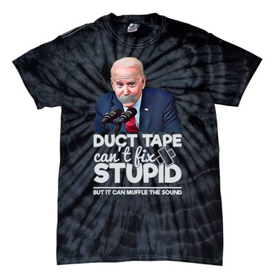 Anti Biden Duct Tape Can’t Fix Stupid Sarcastic Political Humor Biden Tie-Dye T-Shirt