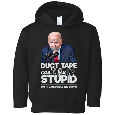 Anti Biden Duct Tape Can’t Fix Stupid Sarcastic Political Humor Biden Toddler Hoodie