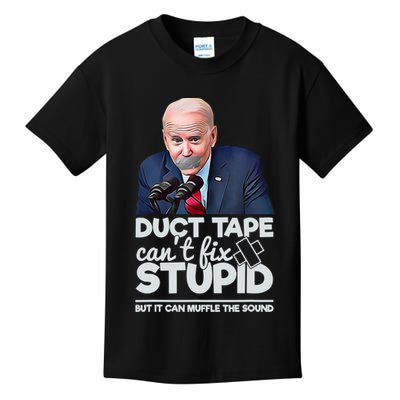 Anti Biden Duct Tape Can’t Fix Stupid Sarcastic Political Humor Biden Kids T-Shirt