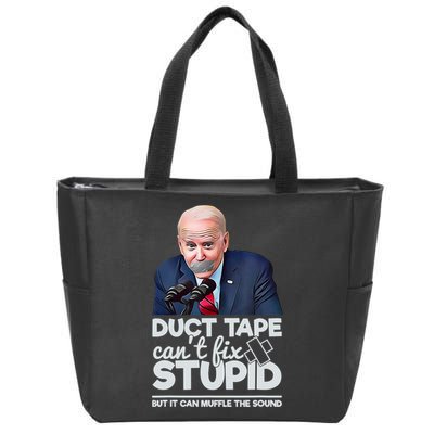 Anti Biden Duct Tape Can’t Fix Stupid Sarcastic Political Humor Biden Zip Tote Bag