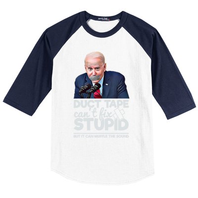 Anti Biden Duct Tape Can’t Fix Stupid Sarcastic Political Humor Biden Baseball Sleeve Shirt