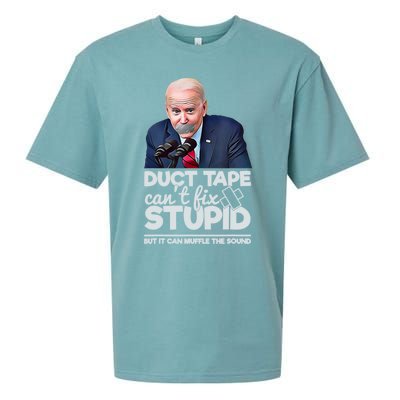 Anti Biden Duct Tape Can’t Fix Stupid Sarcastic Political Humor Biden Sueded Cloud Jersey T-Shirt