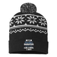 A Beautiful Daughter Also Have A Gun Shovel Alibi USA-Made Snowflake Beanie