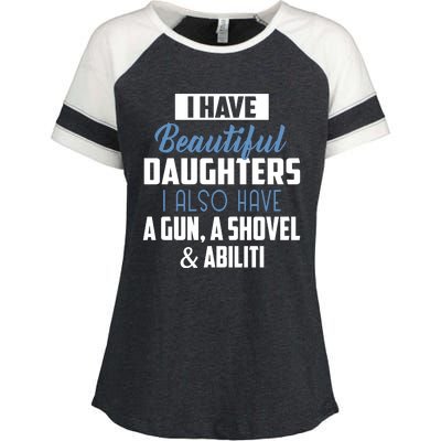 A Beautiful Daughter Also Have A Gun Shovel Alibi Enza Ladies Jersey Colorblock Tee