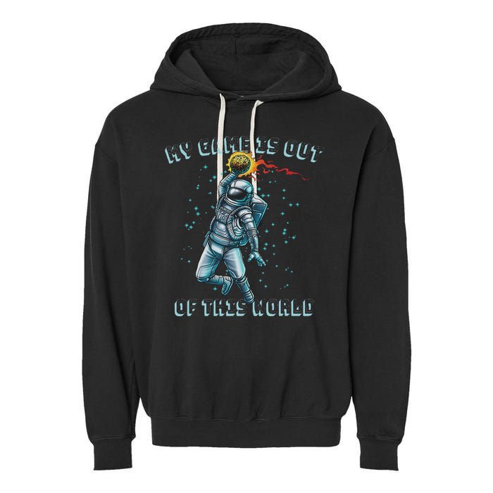 Astronaut Basketball Dunk Outer Space Game Out Of This World Garment-Dyed Fleece Hoodie