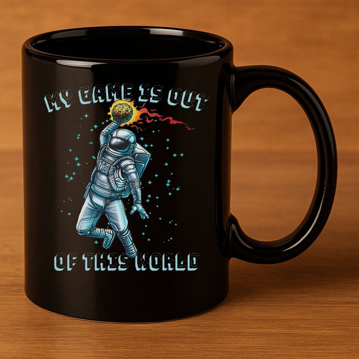 Astronaut Basketball Dunk Outer Space Game Out Of This World 11oz C Handle Ceramic Mug