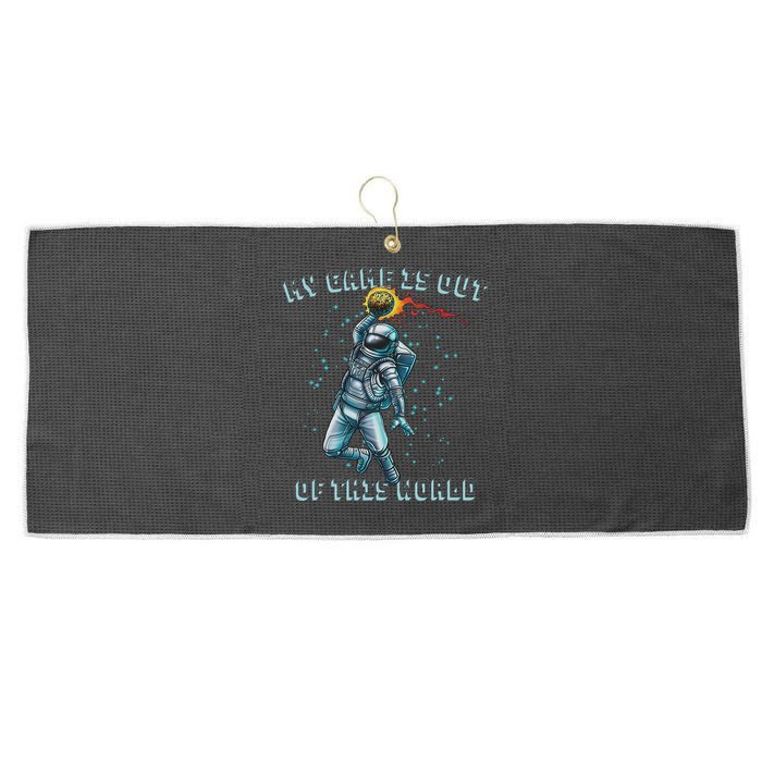 Astronaut Basketball Dunk Outer Space Game Out Of This World Large Microfiber Waffle Golf Towel