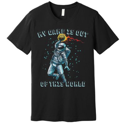 Astronaut Basketball Dunk Outer Space Game Out Of This World Premium T-Shirt