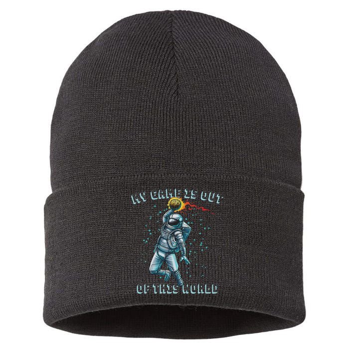 Astronaut Basketball Dunk Outer Space Game Out Of This World Sustainable Knit Beanie