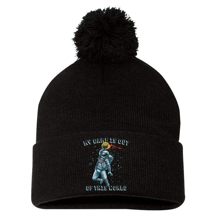 Astronaut Basketball Dunk Outer Space Game Out Of This World Pom Pom 12in Knit Beanie