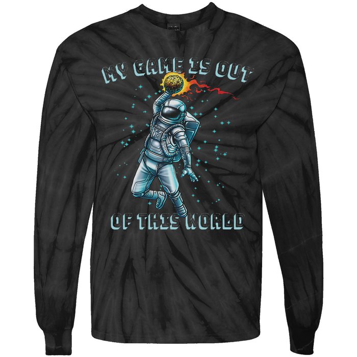 Astronaut Basketball Dunk Outer Space Game Out Of This World Tie-Dye Long Sleeve Shirt
