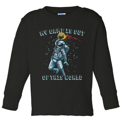Astronaut Basketball Dunk Outer Space Game Out Of This World Toddler Long Sleeve Shirt