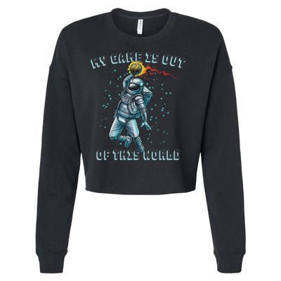 Astronaut Basketball Dunk Outer Space Game Out Of This World Cropped Pullover Crew