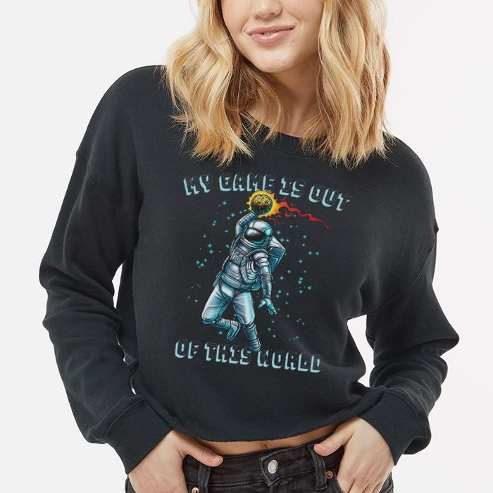 Astronaut Basketball Dunk Outer Space Game Out Of This World Cropped Pullover Crew