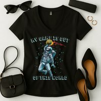 Astronaut Basketball Dunk Outer Space Game Out Of This World Women's V-Neck T-Shirt