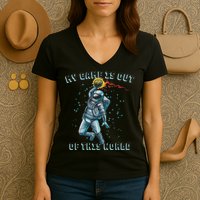 Astronaut Basketball Dunk Outer Space Game Out Of This World Women's V-Neck T-Shirt