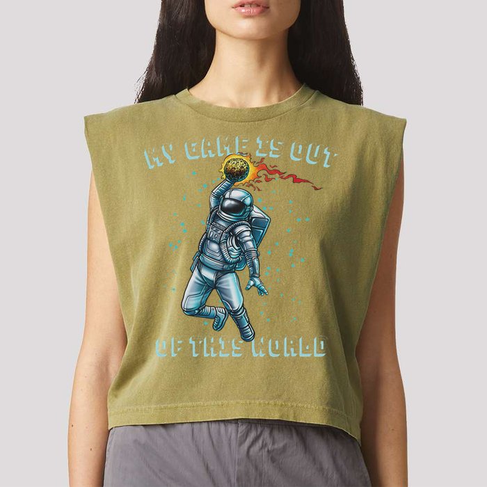 Astronaut Basketball Dunk Outer Space Game Out Of This World Garment-Dyed Women's Muscle Tee