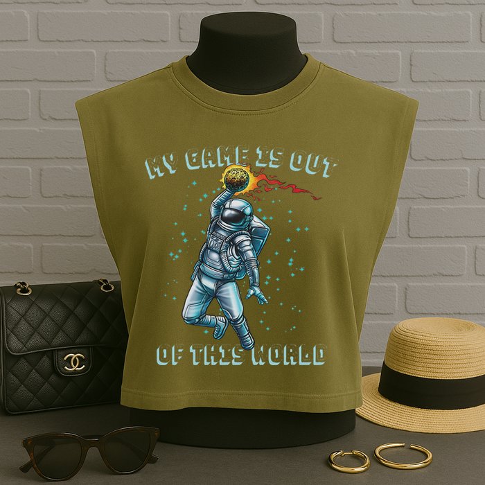 Astronaut Basketball Dunk Outer Space Game Out Of This World Garment-Dyed Women's Muscle Tee