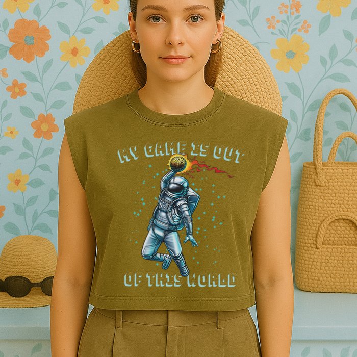 Astronaut Basketball Dunk Outer Space Game Out Of This World Garment-Dyed Women's Muscle Tee