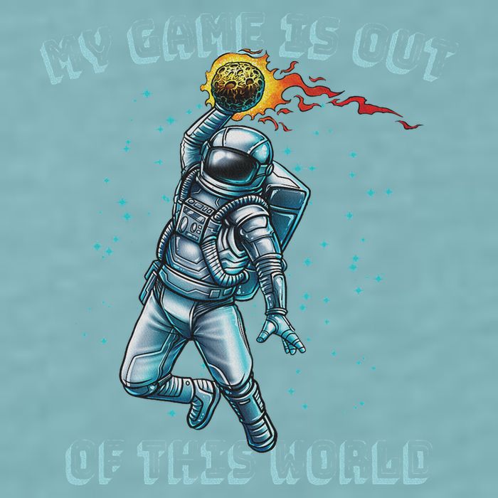 Astronaut Basketball Dunk Outer Space Game Out Of This World Sueded Cloud Jersey T-Shirt