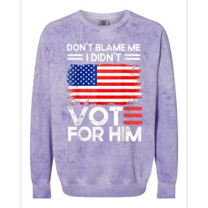 Anti Biden Don't Blame Me I Didn't Vote For Him USA Flag Colorblast Crewneck Sweatshirt